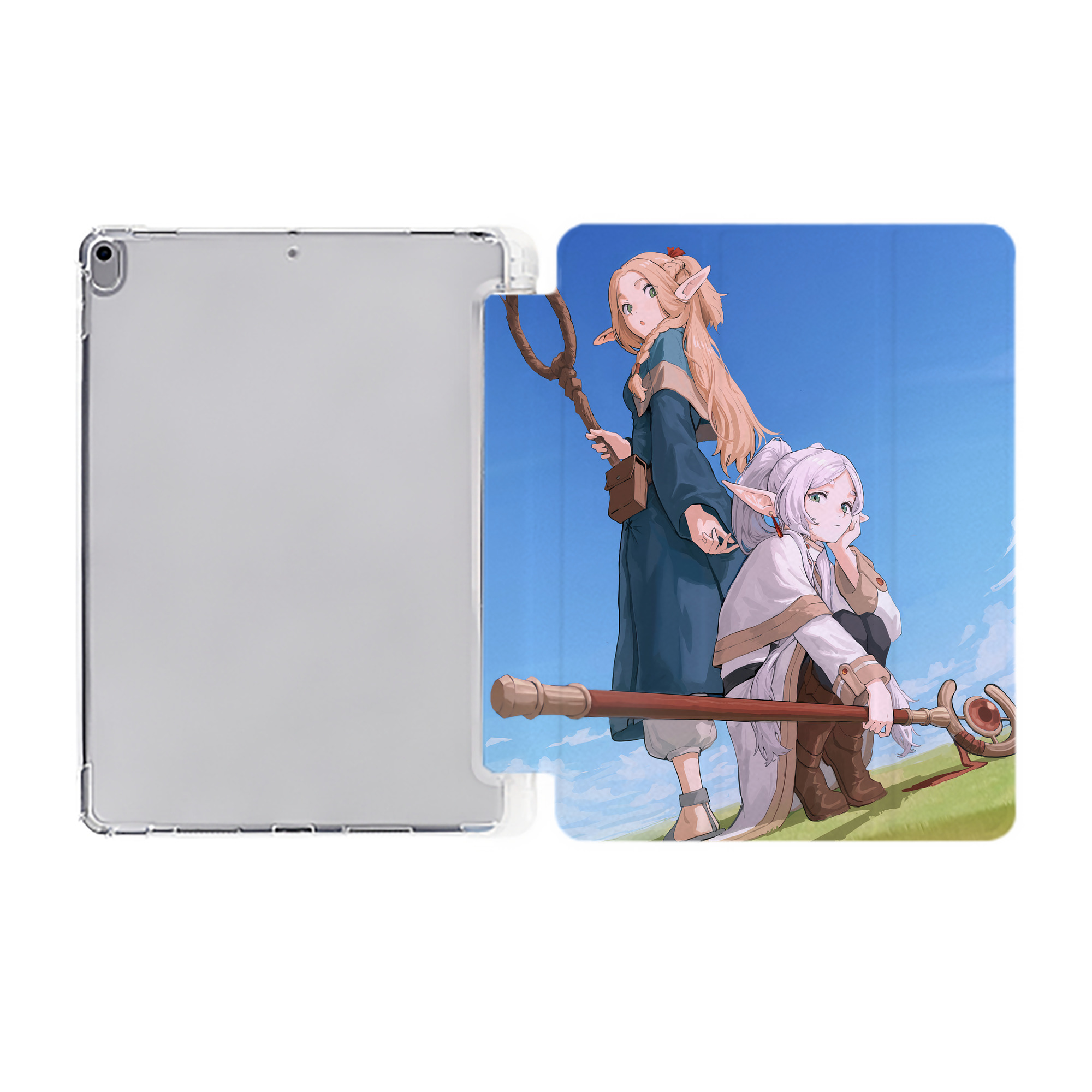 （画像用） 葬送のフリーレン Frieren IPad ケース ペン収納付き 三つ折りスタンド PUレザー×シリコン 対応機種9.5/10.5/10.9インチ